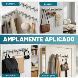 Cabideiro De Parede 5 Ganchos 304 Inox Adesivos Suporte - Imagem 7