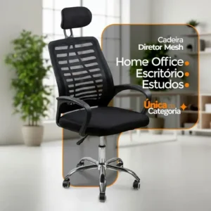 Cadeira de escritório Oficial Webshop Mesh Diretor ergonômica preta com estofado de malha - Imagem 5
