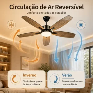 Lynkalat Ventilador Teto Madeira 42 Led Silencioso Ctrl - Imagem 5