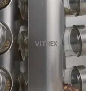 Kit Porta Condimentos Vitrex 8 Potes Em Vidro Preto Com Base Giratória - Imagem 2