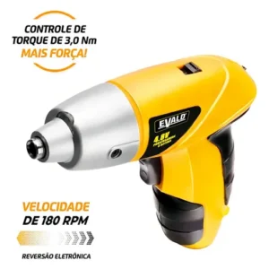 Parafusadeira Bateria 4,8v Torque 3 Nm Kit 12 Peças Evald EVS001 Cor Amarelo - Imagem 4