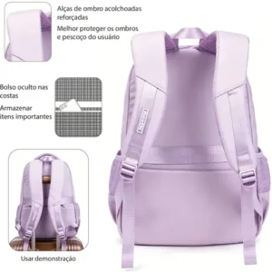 Mochila feminina, ideal para deslocamentos diários, viagens e estudos, impermeável, reforçada, com capacidade para portátil, 24L (Roxo) - Imagem 6