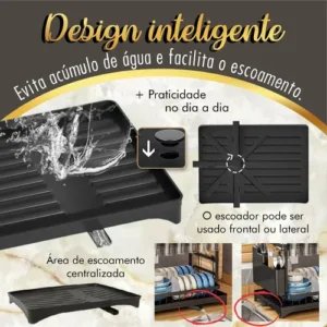 Escorredor De Louça Inoxidável 2 Andares Drenagem Automática - Imagem 4