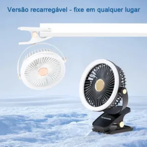 Ventilador Portátil Recarregável 2400mah 5 Velocidades Led Cor Preto - Imagem 6