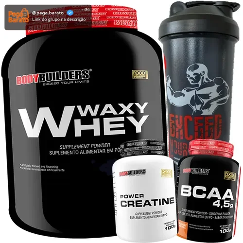 Kit Whey Protein 2kg Chocolate + Creatina + Bcaa + Coqueteleira - Bodybuilders