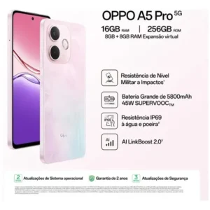 Smartphone Oppo A5 Pro 5G 256 GB 8GB RAM Rosa Pastel - Imagem 2