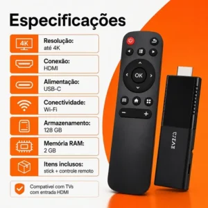 Tv Stick 4k Android Chromecast Smart Hdmi Wifi Ao Vivo Preto Padrão - Imagem 4