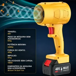 Soprador De Folhas Elétrico Bateria Jardinagem Portatil 48v - Imagem 10