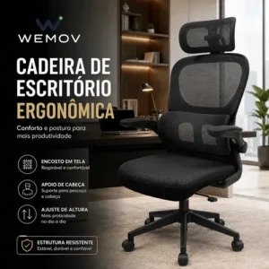 Cadeira De Escritório Ergonomica Wemov Confort Giratoria Resistente Reforçada 180kg Confortável Reunião - Imagem 3