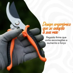 Alicate Tesoura Poda Profissional Aço Inox Corte Galhos Duros Jardim Frutíferas Cabo Confortável Ergonômico Resistente - Marca: Smart Tools® - Imagem 4