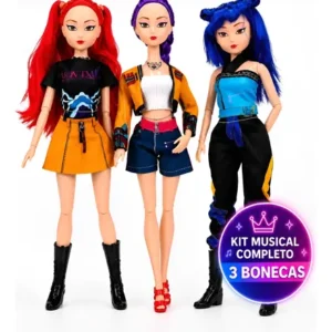 Kit 3 Bonecas Guerreiras Do K-pop Articuladas Musical Rumi - Imagem 11