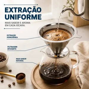 Filtro Permanente Café 103 Aço Inox Reutilizável Coador Universal Malha Fina Lavável Sem Papel Alta Durabilidade Premium - Imagem 5