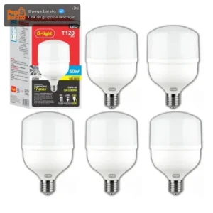 Kit 5 Lâmpadas Led 50w Bulbo 6500k Branco Frio Alta Potência 110V/220V - Imagem 1