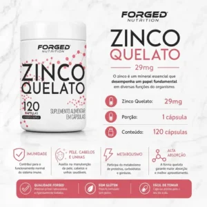 Zinco Quelato 264% Máxima Concentração 120 Cápsulas - Forged Nutrition Sabor Sem sabor - Imagem 5