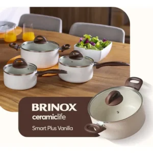 Jogo De Panelas Smart Plus Vanilla Indução Cerâmico 5peças Brinox 4774/101 - Imagem 2