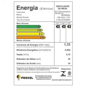 Ventilador de Mesa 30cm Super Power Mondial 60W VSP-30-B - Imagem 14