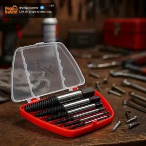 Kit Extrator Saca Parafuso Quebrado Danificado Enferrujado 3 A 22mm - 6 Peças Aço Carbono Resistente - Estojo Incluso - Imagem 1