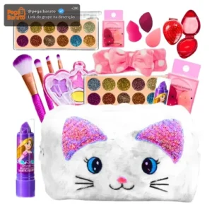 Kit Maquiagem Infantil Kalon Lashes Maleta 8 Peças Com Batom e Acessórios - Imagem 1