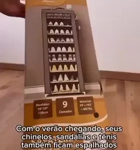 Sapateira Organizador De Sapatos Com 9 Prateleiras Tnt Cor Cinza - Imagem 7