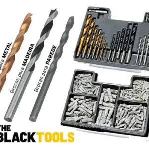 Parafusadeira Furadeira De Impacto 21v Pb6500k Oz Com Kit Brocas E Buchas 300 Peças The Black Tools - Imagem 5