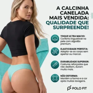 Kit 10 Calcinhas Canelada Tanga Feminina Básica Confortável - Imagem 6