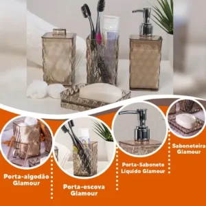 Kit De Banheiro Luxo 4 Utensilios De Lavabo Plasutil Casa - Imagem 8