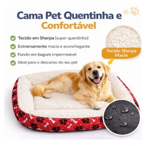 Cama Pet Cachorro Grande Impermeável 70x70 Sherpa Lavável - Imagem 3