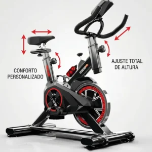 Bicicleta Ergométrica Bike Spinning Garrafa 6kg Sensação Inércia Com Medidor Cardíaco Fitness Preto e Vermelho Sevenfit Para Cardio E Musculação - Imagem 9