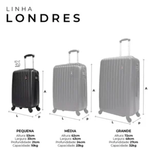Mala de bordo 10kg pequena Londres Swiss Move Preto - Imagem 3