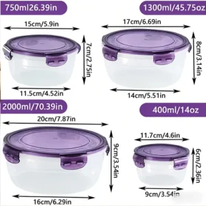 Kit 4 Potes Herméticos Redondos Para Armazenamento De Alimen - Imagem 6