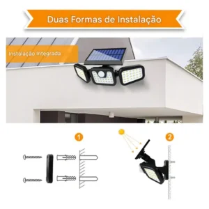 Refletor Solar Led 3 Cabeças Ajustavel Sensor Movimento 50w - Imagem 5