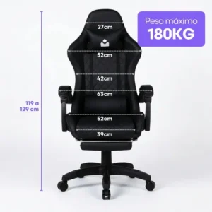 Cadeira De Escritorio Gamer Ergonômica Dunamis Preta Marqs Home Reclinável 180kg Resistente Giratória Confortavel Computador - Imagem 7