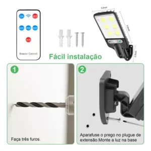 Luz Led Luminaria Solar Sensor Presença Forte Poste Pared - Imagem 9
