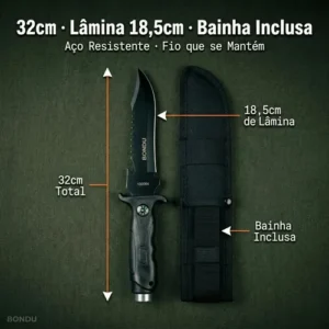 Faca Tática Pescador Lâmina Afiada Aço Inox Corta Limpa Peixe Churrasco Com Bainha + Quebra Vidro - Bondu - Imagem 5