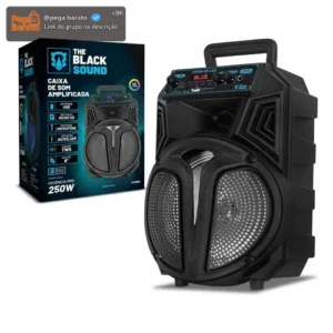 Caixa de som Amplificada Bluetooth Rádio Fm 250w Rms Tws Led Rgb Portatil Sem Fio Usb Tcs300 Cor Preto The Black Tools - Imagem 1