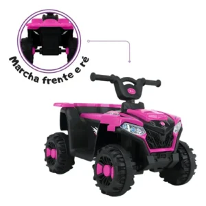 Quadriciclo Com Pedal Elétrico 6v Som E Farol Led Rosa Cor Rosa-pink Voltagem Do Carregador 127/220v - Imagem 9