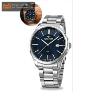 Relógio Technos Masculino Prata Inox Prova D'água Original - Imagem 1