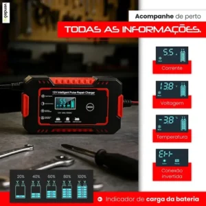 Carregador De Bateria Inteligente Reparador Automotivo Kateluo 12v 6a Recupera Baterias 4ah A 100ah Carro Moto Lancha Jetski Caminhão Proteção Contra Curto - Imagem 5