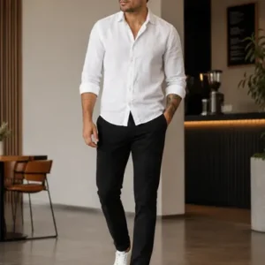 Calça Sarja Masculina Social Slim Elastano Bolso Embutido - Imagem 10