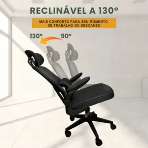 Cadeira Escritório Ergonômica Genebra B500 Luvinco Cor Preto Com Suporte Lombar Estofado Mesh - Imagem 6