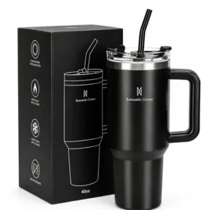Copo Térmico Gigante 1,2l Inox Com Tampa E Inox Canudo Cor Preto Cor Pura / Material Fosco - Imagem 1