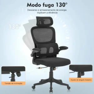 Cadeira Escritório Ergonômica Giratória com Apoio Lombar Sweet Studio - Imagem 6