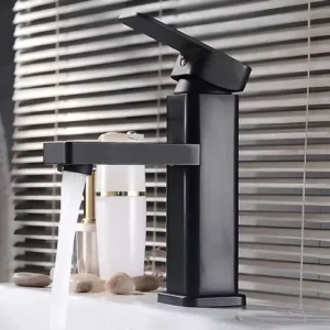 Torneira Para Banheiro Monocomando Preto Fosco Água Fria Instalação Em Bancada Compatível Com Cuba De Apoio Em ABS Resistente Design Moderno Alta Durabilidade E Fácil Limpeza FC-138 Via Flix - Imagem 6