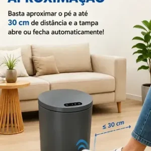 Lixeira Inteligente 16 Litros Com Sensor Automático Para Banheiro e Cozinha Cinza - Imagem 8
