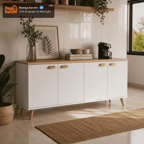 Buffet Aparador 4 Portas Prateleira Resistente Industrial