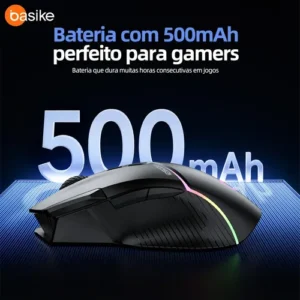 BASIKE mouse gamer sem fio RGB Mouse Recarregável Mouse, Mouse Tri-Modes BT5.1/Tipo C com fio/Sem fio 2.4G - Sensor 30G - 12.800 DPI - 96g Leve 9 ComandosAjustávels Up to 260h Battery Life for PC/Mac - Imagem 8