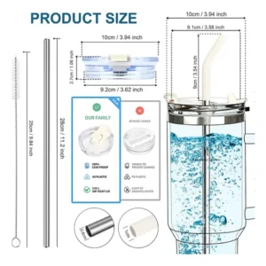 Copo Térmico Gigante 1,2l Inox Com Tampa E Inox Canudo Cor Preto Cor Pura / Material Fosco - Imagem 7