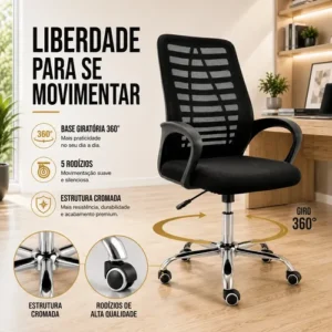 Cadeira Escritório Ergonômica Mesh Altura Ajustável 120kg - Imagem 4