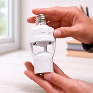 Kit 2 Sensor De Presença E Movimento Iluminação Lâmpada Soquete E27 Fotocélula Infravermelho Bivolt Acende E Desliga Automático Thop Tech Importados - Imagem 9