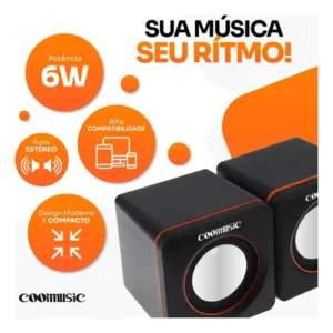 Caixa Caixinha De Som Potente Pc Notebook Subwoofer Para Computador 6w Usb P2 Alto Falante De Mesa Coolmusic - Imagem 3